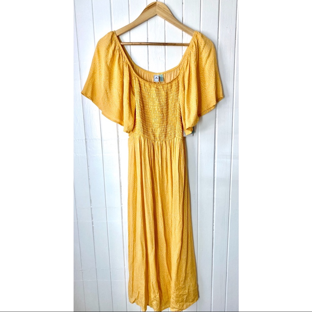 Susina Flutter Sleeve Yellow Midi Dress